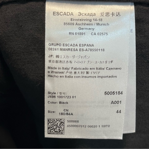 Escada Sport Pants Womens Twelve Chino Metallic Side Stripe Capsule Basic Black - Picture 7 of 15
